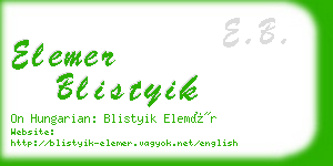 elemer blistyik business card